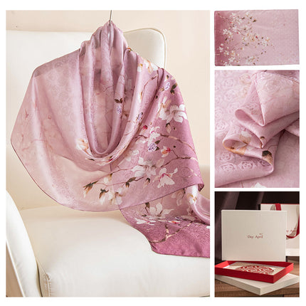 Silk Scarf, Long and Elegant, New Autumn Style, Mulberry Silk Printed, Fashionable Women's Scarf, Versatile