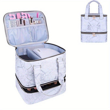 Nail Polish Storage Bag Nail Art Portable Double Layer Height Large Capacity Essential Oil Bag Can Accommodate Light 30 Bottles