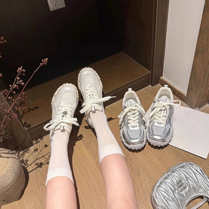6cm Height-Increasing Casual Shoes for Women, 2026 Summer New Style, Thick-Soled Mesh Breathable German Training Shoes, Versatile Casual Sports Shoes