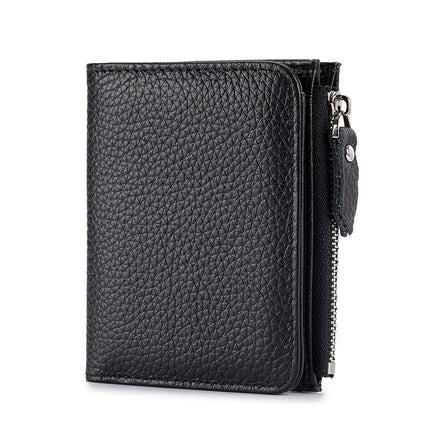 2025 Short Wallet Women's Genuine Leather Ultra-Thin Wallet Card Holder High-End First-Layer Cowhide Wallet Japanese Cross-Border