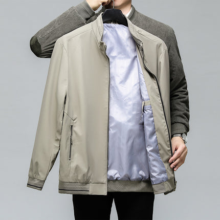 Spring 2025 New Business Middle-aged Casual Jacket Coat Men's Dad Top Middle-aged Baseball Tie Clip