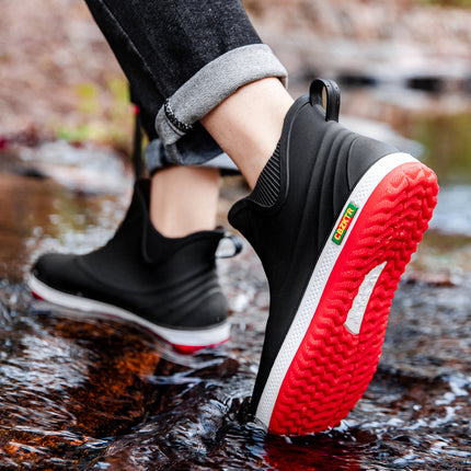 Short Tube Men's Rain Shoes Low-top Outdoor Off-road Water Shoes Lightweight Durable Non-slip Rubber Shoes Kitchen Work Shoes