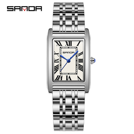 Sanda Live Hot Couple Watch Vintage Square Quartz Watch Waterproof Roman Scale Men's and Women's Watches