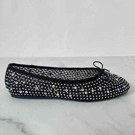 Za Manufacturer Breathable Mesh Sandals with Rhinestone Bow and Starry Sky Ballet-Style Flat Shoes European and American Ballet