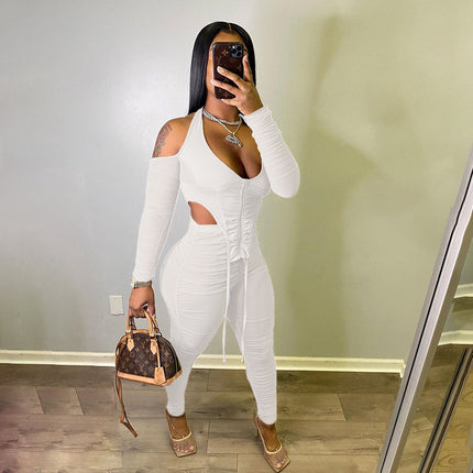 Sanhu Lianjiang M20867P European and American Fashion Spring New Mesh See-Through Solid Color Versatile Slim-Fit Jogger Pants
