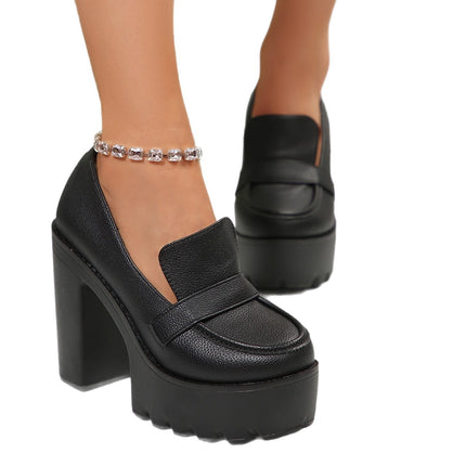 2025 New Foreign Trade Large Size Versatile Elegant Comfortable Thick Heel Thick Sole Mary Jane Cross-Border Fashion High Heel Shoes for Women