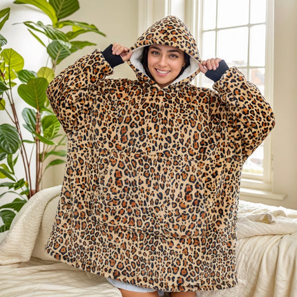 Hooded Blanket Hoodie Blanket Cross-Border Flannel Thickened Lamb Fleece Robe Fleece Pullover Tv Blanket