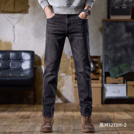 Men's Jeans Spring and Autumn Straight-Leg Trendy Classic Retro Cotton Stretch Comfortable Breathable Versatile Slim-Fit Pants Trendy Brand