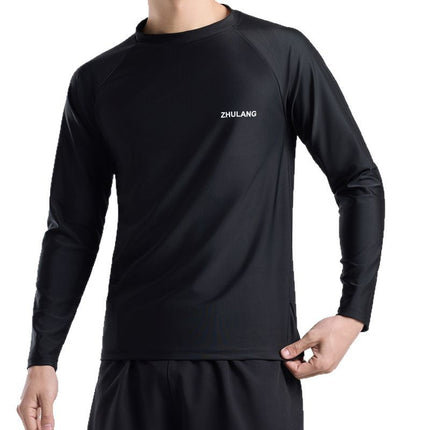 2026 New Fitness Long-Sleeved Men's Loose Quick-Drying Clothing Outdoor Sports Sun Protection Long-Sleeved Shorts Breathable Training Clothes