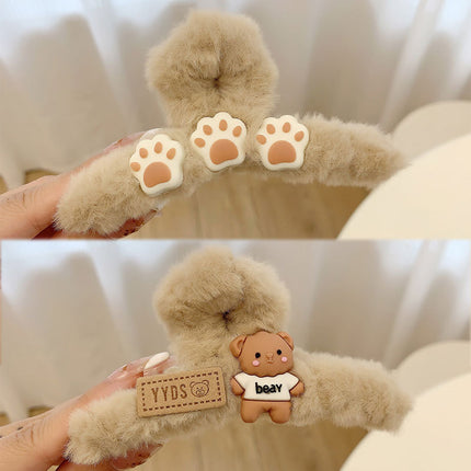 Autumn and Winter plush hairpin female clip headdress furry shark clip cute high-grade sense back head clip high-end hairpin