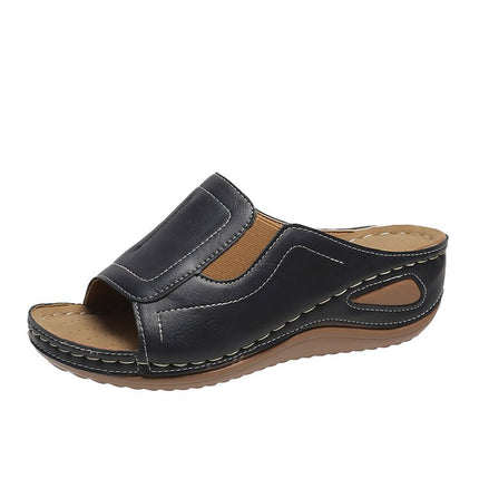 In Stock 2025 New Large Size Slippers Cross-Border Amazon Wholesale Open-Toe Wedge Foreign Trade Slippers Women Sandals