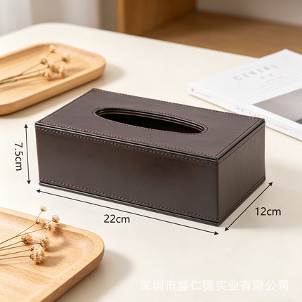Light Luxury Fashion Paper Box Creative Household High-end Leather Tissue Box Dining Table Coffee Table Paper Box with LOGO
