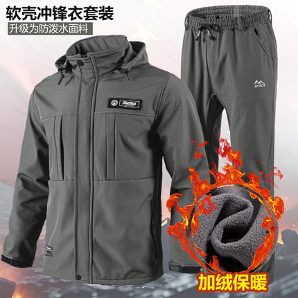 Winter Fleece Suit Workwear, Warm and Temperature-Locking, Windproof and Cold-Resistant Soft Shell Jacket, Workwear, Labor Protection Clothing