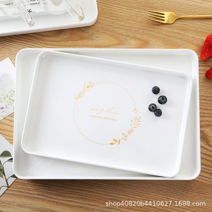 White Plastic Tray Rectangular Tea Tray Household Baking Tray Tea Cup Scandinavian Accessible Luxury Water Cup Storage Melamine