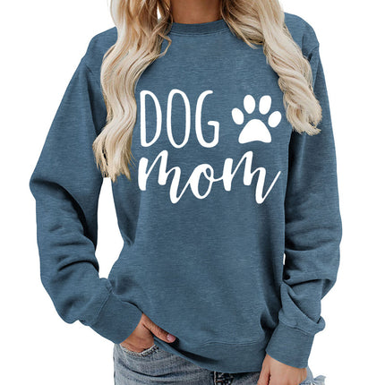 Dog mom printed round neck women's jacket vests foreign trade supply autumn and winter coat casual loose European code cross-border