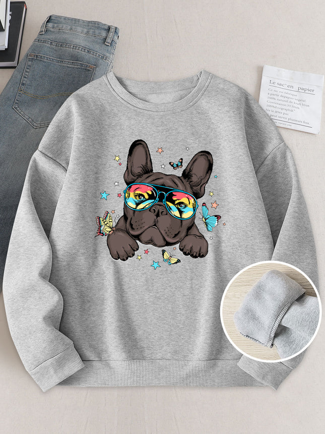 Wish Cross-Border Aliexpress Hot Selling Women's Clothing Amazon American Street Casual Dog Print Sweatshirt Bottoming Shirt