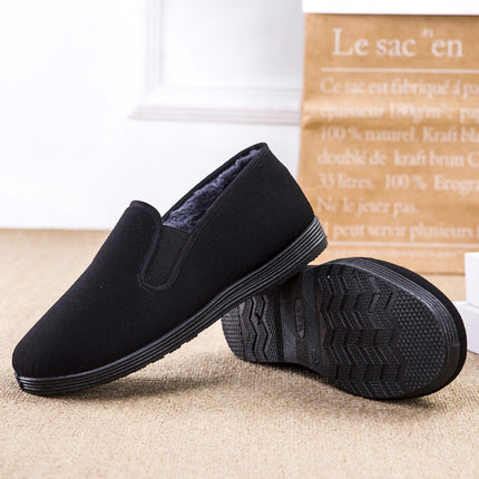 Autumn and Winter Old Beijing Cloth Shoes Fleece-Lined Thickeneded Cotton Shoes Men's Wholesale Work Driving Warm Middle-Aged and Elderly Non-Slip Men's Shoes