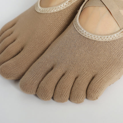 Yoga Socks Non-Slip Double Cross Strap Split Finger Women's Five-Finger Socks Summer Indoor Special Floor Sports Dance Socks