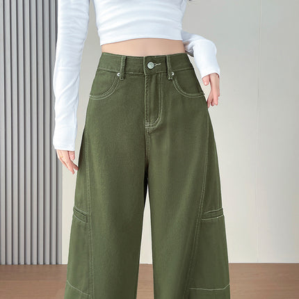 Black Wide-Leg Jeans for Women, 2026 Autumn New High-Waisted Slimming Design, Straight-Leg Floor-Length Pants