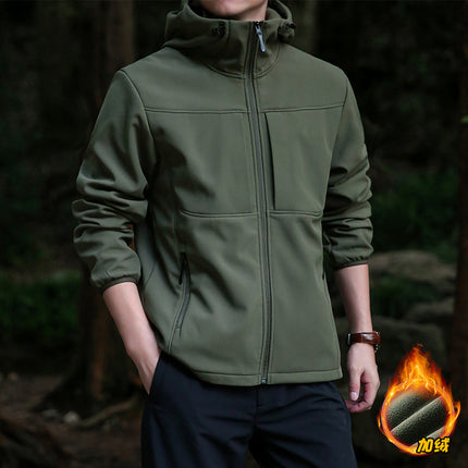 2024 New Soft Shell Outdoor Clothes Men's Outdoor Breathable Windproof Clothes Hiking Leisure Men's Sports Plus