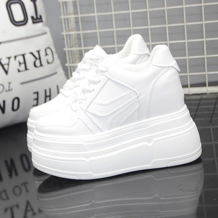 Inner Height 14cm Women's Shoes Autumn New Thick Bottom Platform 12cm Small White Shoes Small Casual Sports Board Shoes