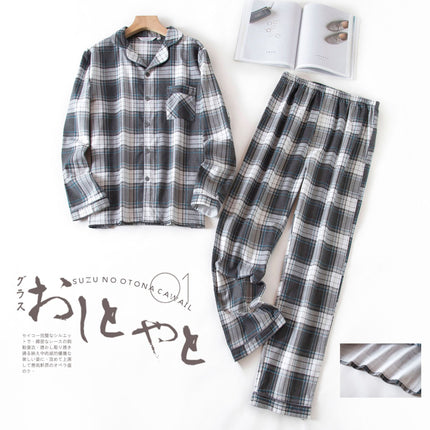 [Ready Stock] Men's Suit Long-Sleeved Pants Autumn and Winter Pajamas Velvet Plaid