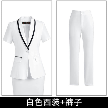 Summer short-sleeved suit suit women's thin business wear small temperament formal suit suit skirt front desk work clothes
