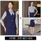 Women's blue vest + skirt + shirt / S