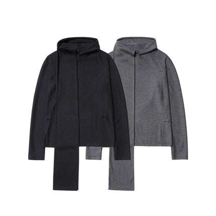 Spring Men's New Men's Base Shirt Stacked with Shawl Bib Hooded Niche Design Loose Pullover Sweater Top