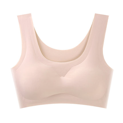 Summer Solid Color Ice Silk Seamless Women's Bra Breathable Beautiful Back Wrap Sports Yoga Sleep Girls Underwear