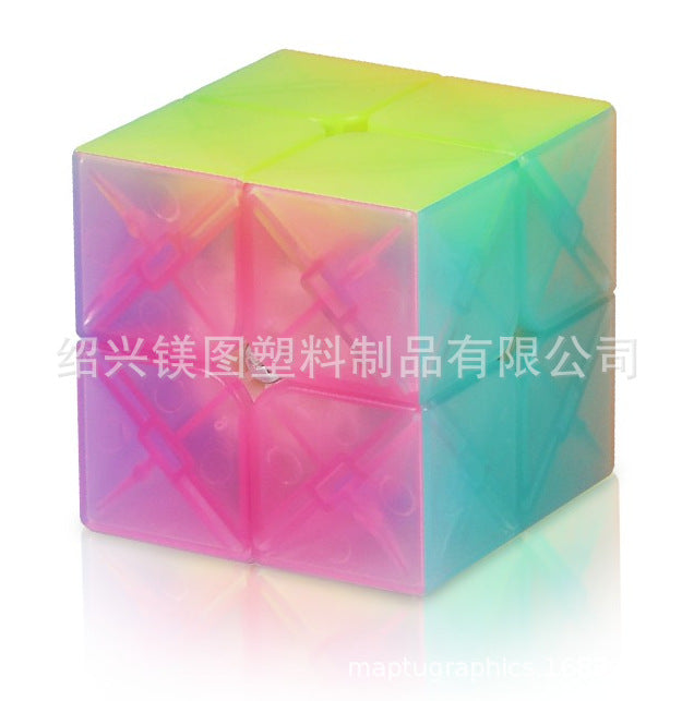 2025 New Qiyi Transparent Luminous Blue Pyramid Jelly Color Series Second and Third Order Children's Decompression Toy Rubik's Cube