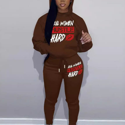Fashion Joker Fall/Winter Sweat Pants Two-Piece Set Letter Print