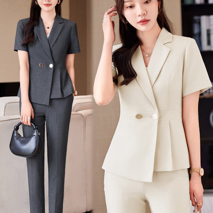 Business wear suit women's summer thin summer elegant goddess fan Gao end hotel front desk workwear suit overalls