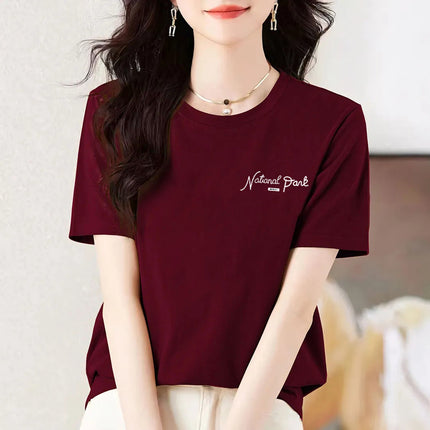 pea green Cotton Short-sleeved T-shirt Women's Colorful Multi-color Optional Summer New All-match Age-reducing Western-style Loose Top