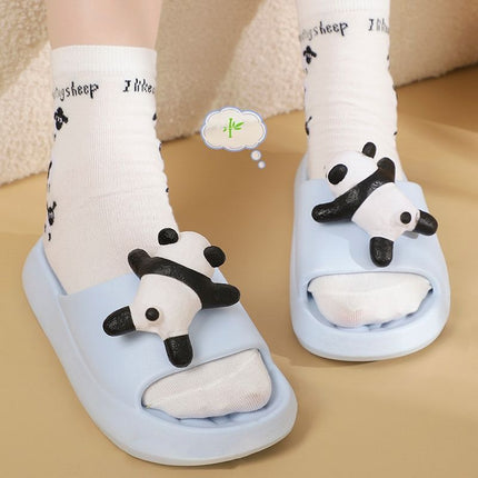 Wen Xiong Summer New Cute Panda Girly Slippers for Home Wear Non-Slip Deodorant EVA Slippers for Women