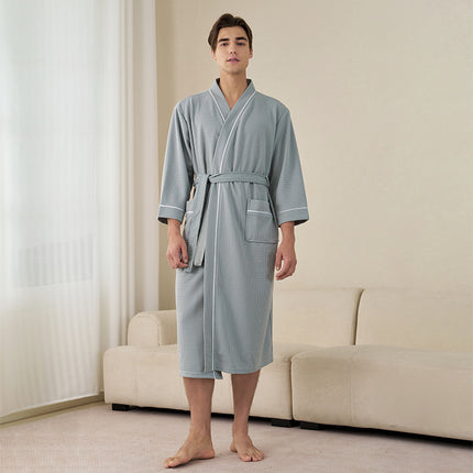 Hotel Bathrobe Women's Spring and Summer Thin Water Absorbent Quick-drying Nightgown Men's Mid-length plus size Hot Spring Swimming Sauna Bath Towel