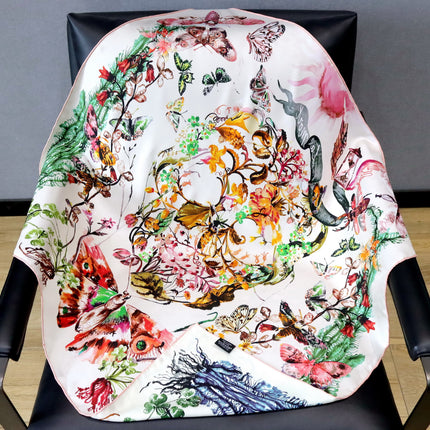 [Thistle Flower Story] Heavy Weightweight 18 Mumi Twill Silk Scarf Women's Mulberry Silk Double-Sided Printed Large Square Scarf Shawl