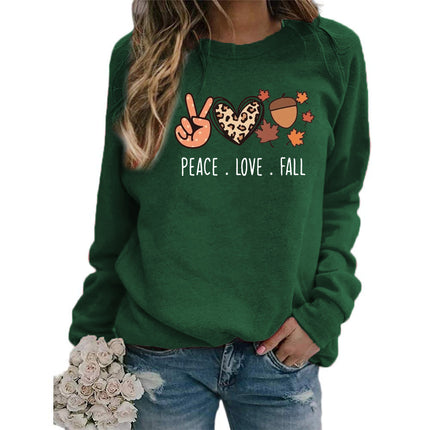Autumn Scissors Hand Leopard Love Love Love Fall Printed Round Neck Sweatshirt Women's Autumn and Winter Coat
