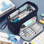 Oxford cloth steel frame pencil case [dark blue]