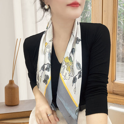Spring and Summer 70cm Small Square Scarf Women's Autumn and Winter New Foreign Style Fashion All-match Shake Tone Same Scarf Scarf