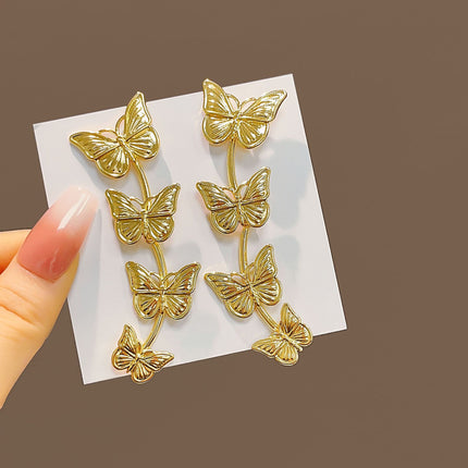 European and American Style Simple Elegant Metal Wind Ring Earrings Retro Exaggerated Irregular Electroplating High-grade Earrings for Women