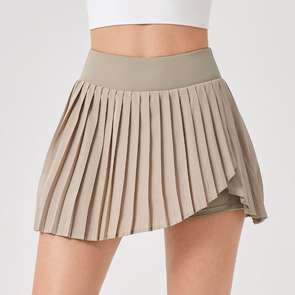 New Tennis Skirt Pleated Skirt Women's Yoga Sports Skirt High Waist Fake Two-piece Anti-light Running Fitness Skirt
