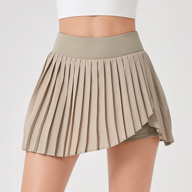 New Tennis Skirt Pleated Skirt Women's Yoga Sports Skirt High Waist Fake Two-piece Anti-light Running Fitness Skirt