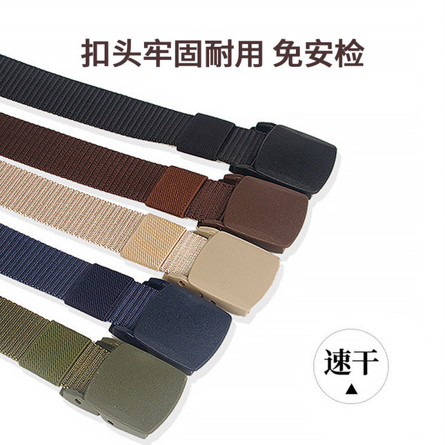 Security check nylon thin belt women and men plastic buckle outdoor sports students wholesale casual pants belt cross-border