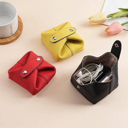 Cross-border Ins Girl's Small Jewelry Storage Bag Mini Genuine Leather Coin Purse Earphone Bag Women's Mouth Red Envelope Coin Bag
