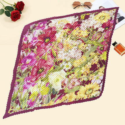 New wrinkled small square scarf female Korean imitation silk printed wrinkled small scarf Joker scarf decorative scarf wholesale