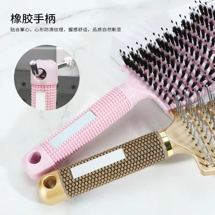 Cross-border Hot Pig Mane Big Bend Comb Fluffy Curly Hair Styling Comb Anti-static Hair Comb Home Hair Massage Comb