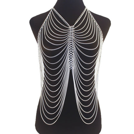 European and American Cross-Border New Exaggerated Women's Tassel Body Chain Bikini Necklace Prom Clothing Accessories Necklace
