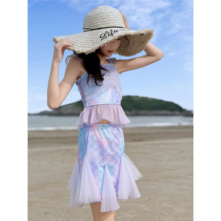 Girls' Swimsuit 2025 New Model Mermaid Style, Stunning Seaside Resort Style, High Aesthetic Value, Trendy Beachwear, Very Attractive