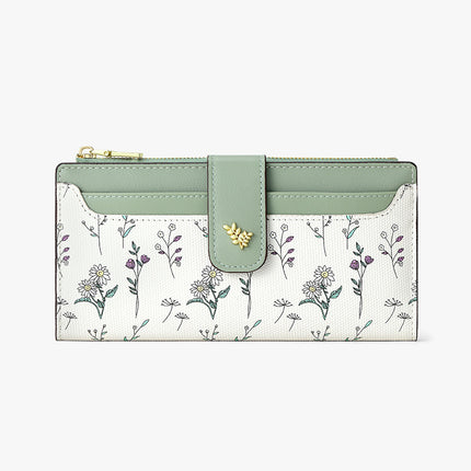 New Long Wallet Ins Women's Korean-style High-end Coin Purse Student's Fresh Flower Card Bag Cross-border Wallet